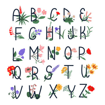 Floral vector alphabet
