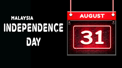 Happy Independence Day of Malaysia, 31 August. World National Days Neon Text Effect on background