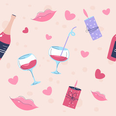 Romantic print, wineglasses and candle lights