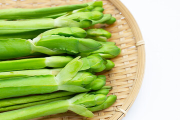 Limnocharis flava on white background.