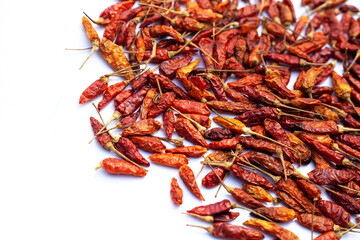 Hot red dried chili peppers