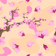 Obraz na płótnie Canvas Cherry blossom tree branches and flowers vector