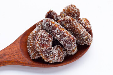 Spicy tamarind mixed with granulated sugar, chili and salt