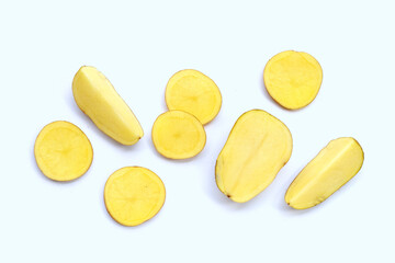 Raw potatoes isolated on white background