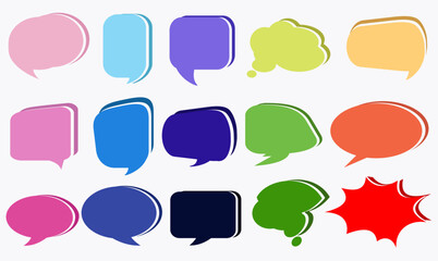 Set hand drawn blank template comic speech bubbles halftone dot background style pop art. A set of comic bubbles and elements.