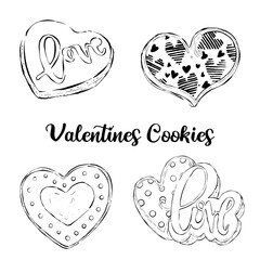 Sketch Balck and White of Valentines Cookies