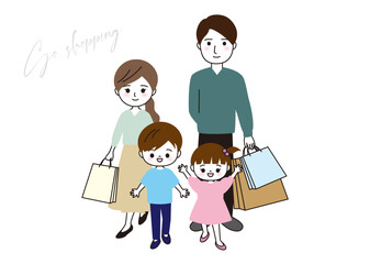 家族で買い物に出かける
