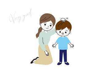 子どもをほめるお母さん