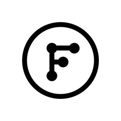 Abstract letter F logo design with connected dots, modern technology logo concept