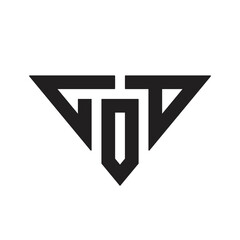 COD letter logo design, inital COD monogram logo vector, triangle shape logo