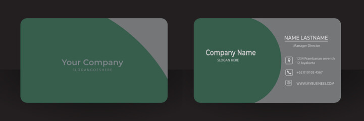 Professional Business Card Design. Vector modern creative and green clean business card template. Flat design. Print business card template.