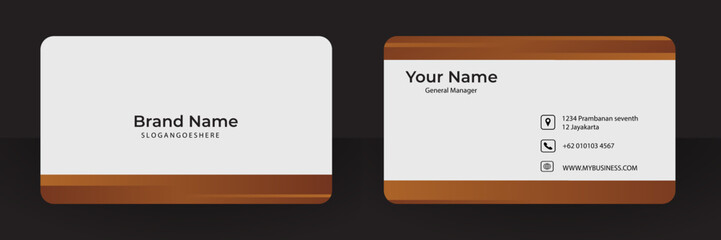 Professional Business Card Design on Brown. Vector modern creative and clean business card template. Flat design. Print business card template.