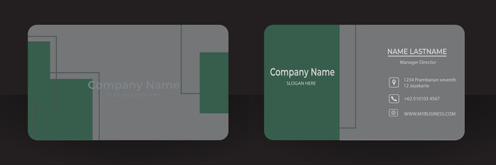 Professional Business Card Design. Vector modern creative and green clean business card template. Flat design. Print business card template.