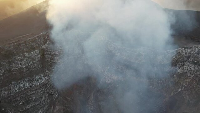 Masaya volcano crater with lava  aerial above top view