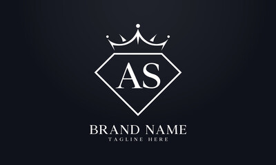 Diamond crown vector. Luxury queen logo for jewelry vector with letters