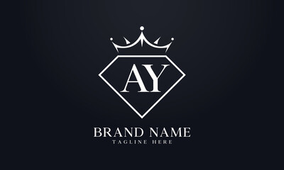 Diamond crown vector. Luxury queen logo for jewelry vector with letters