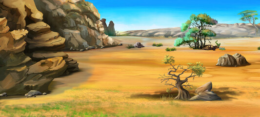 African savannah landscape illustration