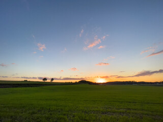 Dusk hill with double trees