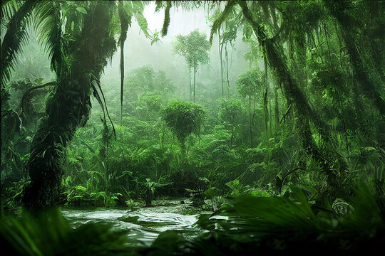 Amazon jungle concept art forest