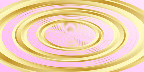 Vector illustration of golden abstract transparent light effect isolated on pink background, round and glowing lines in golden color. Abstract background for science, futuristic, energy.