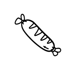 Vector Illustration of Hand drawn Sausage Outline Doodle art style