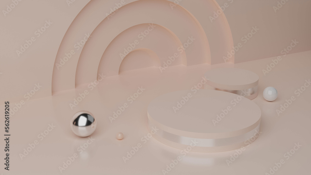 Poster 3d rendering mock up scene with podium geometry shape. elegant background with a pedestal and a show