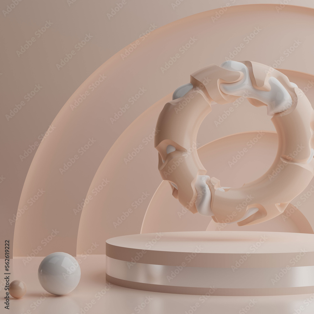 Poster 3d rendering mock up scene with podium geometry shape. elegant background with a pedestal and a show