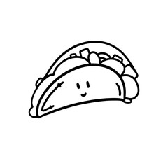 
Vector Illustration of Hand drawn Tacos Outline Doodle art style