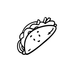 Vector Illustration of Hand drawn Tacos Outline Doodle art style