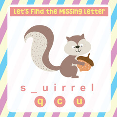 Find the missing letter animal urial worksheet for kids learning insects in English. Educational alphabetic game. Printable worksheet for preschool.  Spelling and writing practise page for children. 
