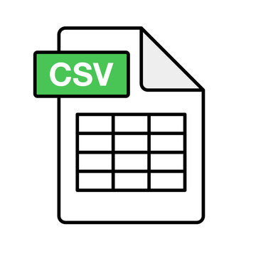 CSV file icon. Datasheet icon. Vector.