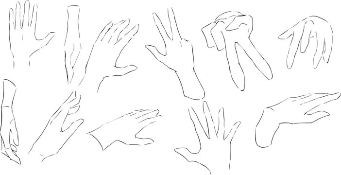 set of hands sketch art