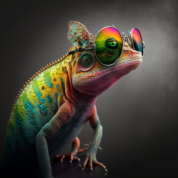 Chameleon with glasses on sale