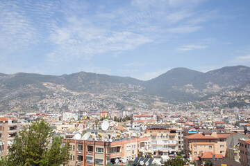 Fototapeta na wymiar view of the city of Alanya and the roofs of houses