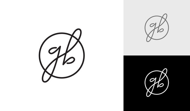 Handwritting or signature letter GB monogram logo design vector