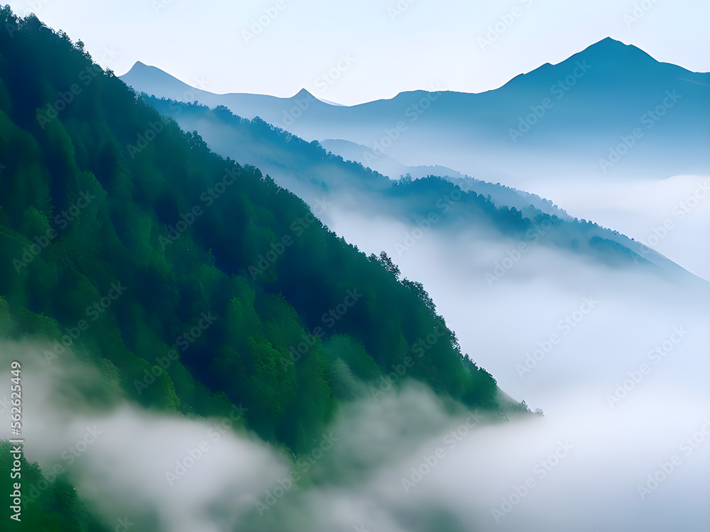 Wall mural mountain landscape with clouds