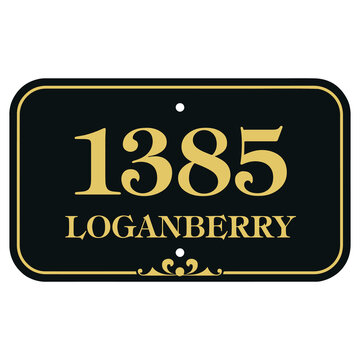 Address plaque vector sign. Custom personalized  editable house numbers  design for outside