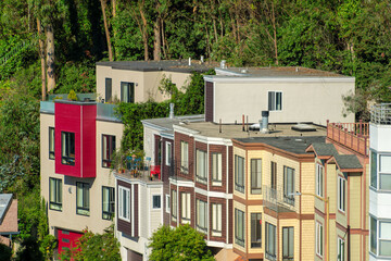 Appartment buildings or townhomes in downtown neighborhood in san francisco california historic districts