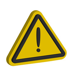 3d warning traffic  sign with exclamation mark symbol.