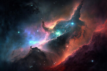 Obraz na płótnie Canvas Abstract outer space endless nebula galaxy background. Generative ai