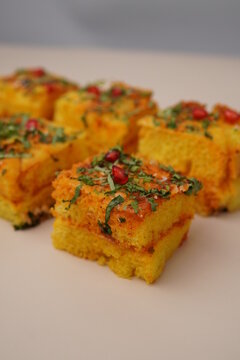 Gujarat Special Dhokla Close Up Shot Gujarati Dish