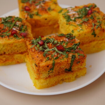 Gujarat Special Dhokla Close Up Shot Gujarati Dish