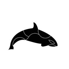 a simple and luxurious black and white logo in the shape of a whale, suitable for use in all fields, especially those related to the animal world