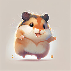 Cartoon. Cute hamster smiling. generative ai