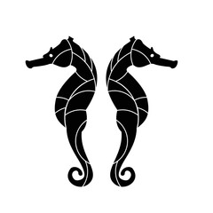 a simple and luxurious black and white logo in the shape of a seahorse, suitable for use in all fields, especially those related to the animal world