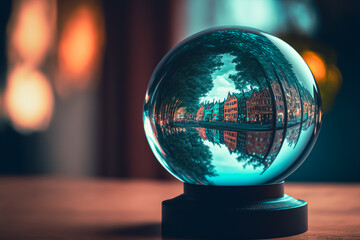 Fototapeta na wymiar A Magical crystal ball isolated blur background. Generative AI