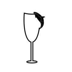 a simple and luxurious black and white logo in the shape of a glass and a whale, suitable for use in all fields