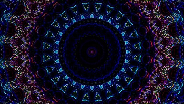 Abstract Kaleidoscope pattern with full colors. Magic mandala. 4k	
