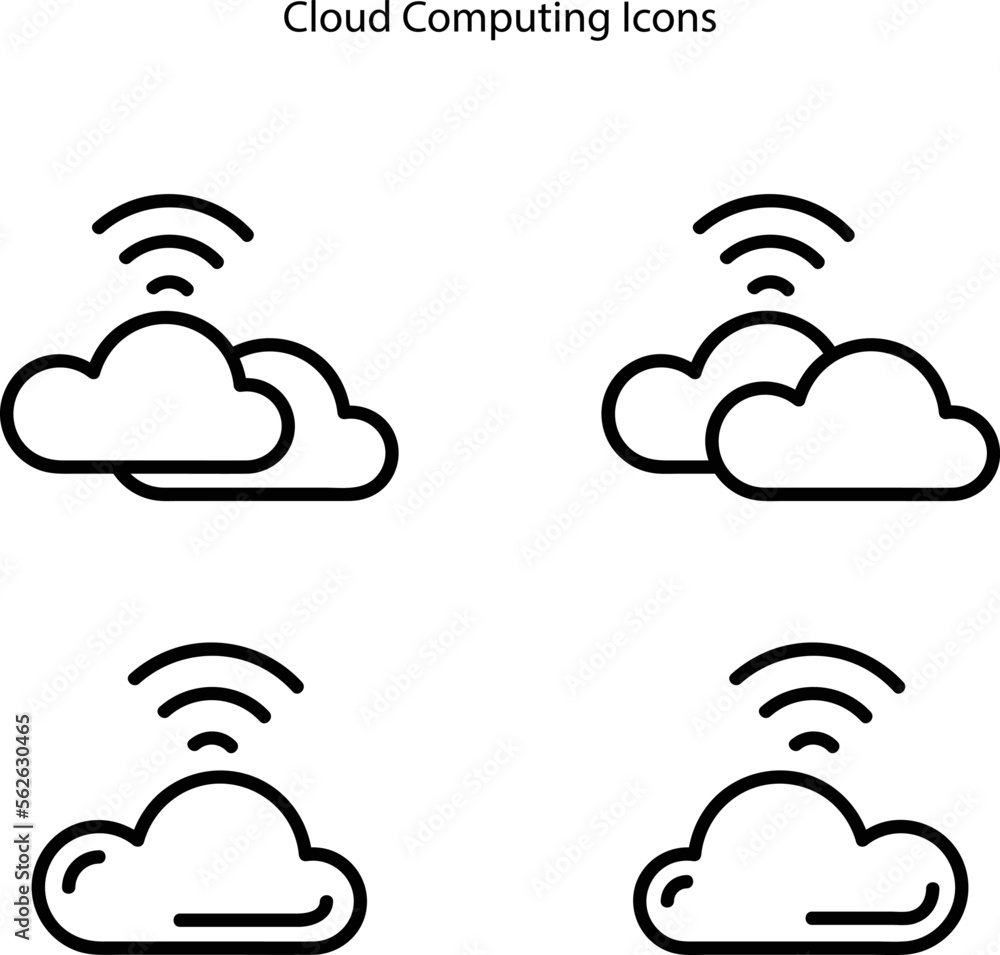Poster cloud service and network line icon on white background. database and online storage. cloud computin