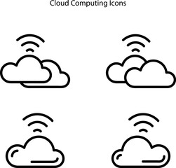 Cloud service and network line icon on white background. Database and online storage. Cloud Computing, Cloud storage icon.